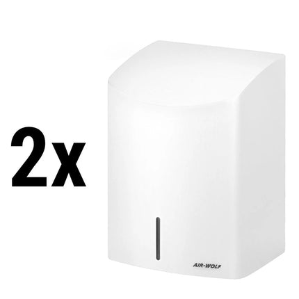 (2 pieces) AIR-WOLF | Automatic Hand Dryer – White Stainless Steel - 10–15s Dry - IR Sensor