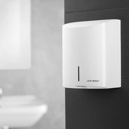 (2 pieces) AIR-WOLF | Automatic Hand Dryer – White Stainless Steel - 10–15s Dry - IR Sensor
