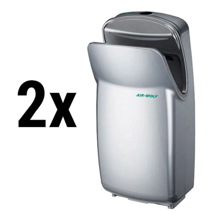 (2 pieces) AIR-WOLF | Jet Hand Dryer – IONPURE ABS (Silver/Slate) - HEPA Filter - Water Tray - HACCP - 10s Dry - 610 km/h