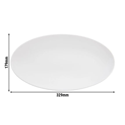 (2 pieces) SELTMANN WEIDEN | Oval Coupe Serving Platter – 330x180 mm - White High-Gloss Porcelain - Microwave & Oven Safe