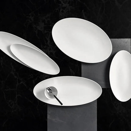 (2 pieces) SELTMANN WEIDEN | Oval Coupe Serving Platter – 400x255 mm - White High-Gloss Porcelain - Microwave & Oven Safe