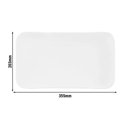 (2 pieces) SELTMANN WEIDEN | Rectangular Coupe Serving Platter – 350x200 mm - White High-Gloss Porcelain - Microwave & Oven Safe