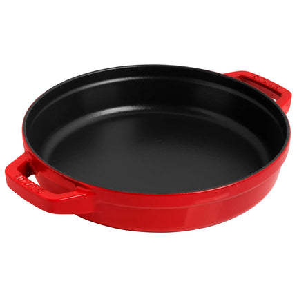 (2 pieces) STAUB | Stackable Cast Iron Cocotte & Pan Set – Ø 24 cm - Cherry Red - Enamelled