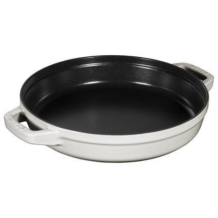 (2 pieces) STAUB | Stackable Cast Iron Cocotte & Pan Set – Ø 24 cm - White Truffle - Enamelled