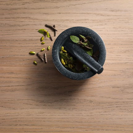 (2 pieces) ZWILLING | Granite Mortar & Pestle Ø150 mm – Non-slip Feet - 18/10 Stainless Ring - Black