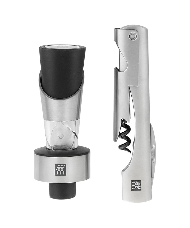 (2 pieces) ZWILLING | Sommelier Corkscrew + Wine Pourer Set – 18/10 Stainless Steel – Gift Box