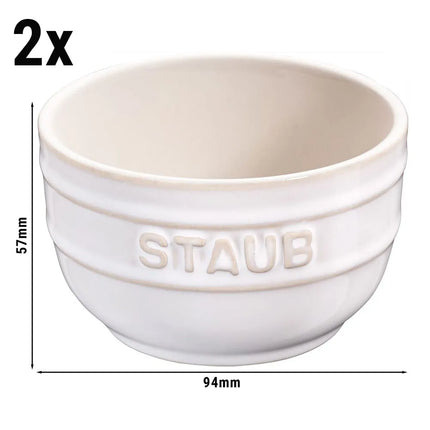 (2) STAUB| Ceramic Mould Set – Ivory White - Antique Glaze - Stackable