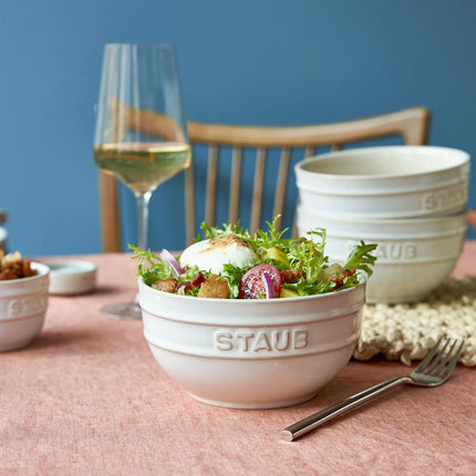 (2) STAUB| Ceramic Mould Set – Ivory White - Antique Glaze - Stackable