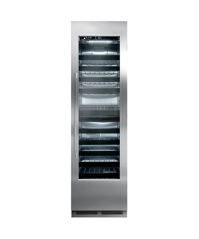 Tủ bảo quản rượu vang 2 vùng nhiệt cửa kính bản lề phải Perlick CC24D-1-4R 86 chai, thép không gỉ