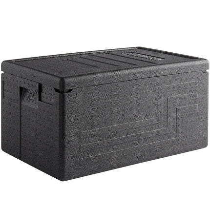 Thùng giữ nhiệt EPP nạp trên Cambro Cam GoBox đen - khay full-size sâu 20 cm