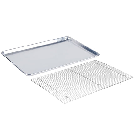 Bộ khay nướng nhôm viền dây thép 19 gauge 46 x 66 cm kèm vỉ làm nguội có chân Choice nguyên khổ
