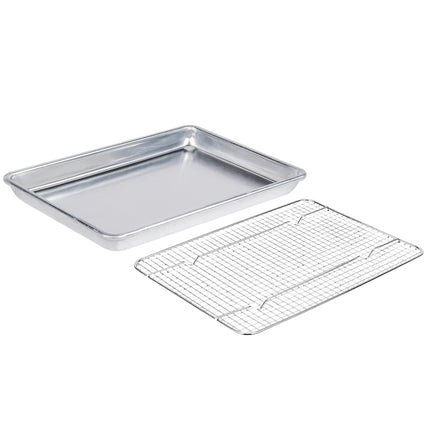 Bộ khay nướng nhôm viền dây thép 19 gauge 24 x 33 cm kèm vỉ làm nguội có chân Choice 1/4 khổ