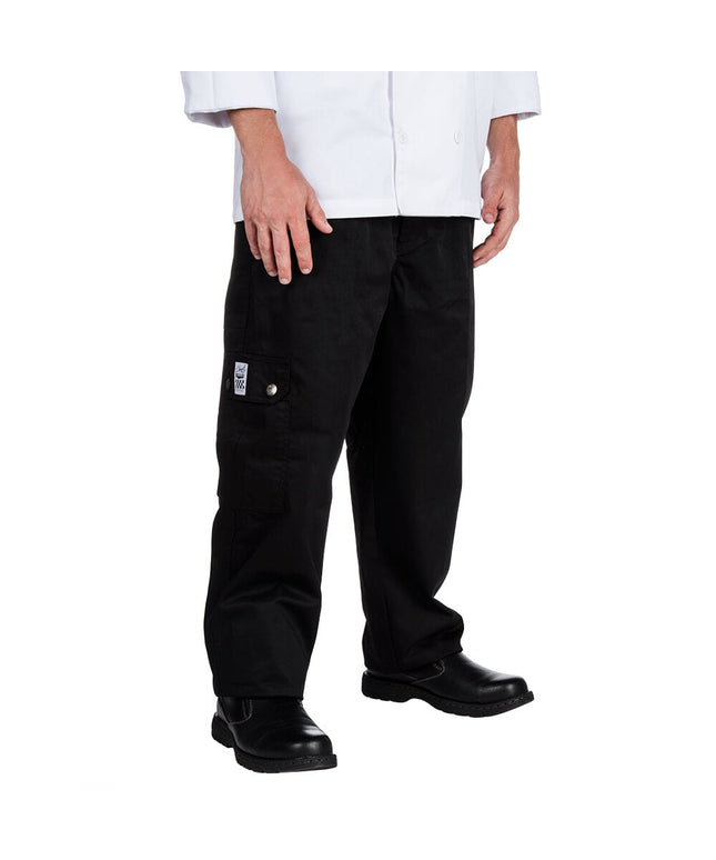 Quần bếp túi hộp màu đen Chef Revival unisex - M