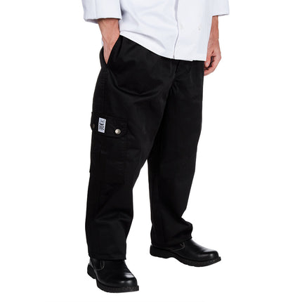 Quần bếp túi hộp màu đen Chef Revival unisex - M