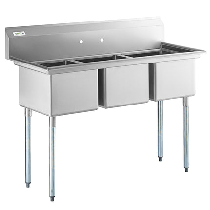 Bồn rửa công nghiệp 3 ngăn Regency 152 cm với chân thép mạ kẽm