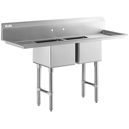 Chậu rửa 2 hộc thương mại Regency 183 cm chân inox giằng chéo kèm 2 bàn ráo 46 cm