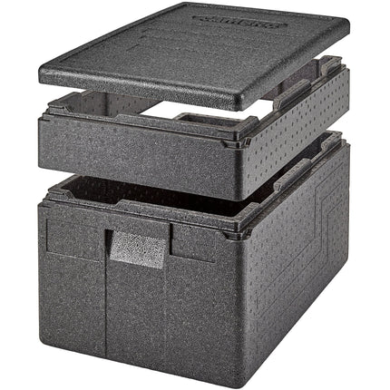Thùng giữ nhiệt EPP nạp trên cỡ lớn Cambro Cam GoBox đen - khay full-size sâu 25 cm