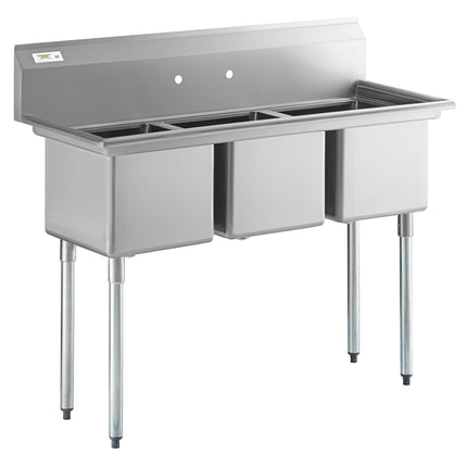 Bồn rửa công nghiệp 3 ngăn Regency 137 cm với chân thép mạ kẽm