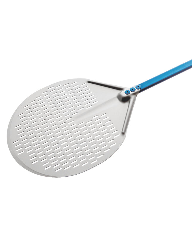 Xẻng xúc pizza nhôm anod tròn đục lỗ GI Metal Azzurra 30 cm tay cầm 150 cm A-30F