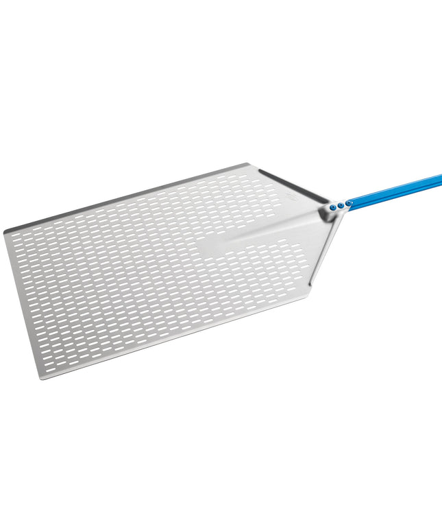 Xẻng pizza nhôm anod chữ nhật đục lỗ GI Metal Azzurra 40,6 x 61 cm cán 119 cm AM-4060F