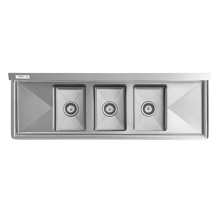 Bồn rửa 3 ngăn Regency 147,3 cm bồn rửa công nghiệp 3 ngăn với chân thép mạ kẽm và hai 30,5 cm mặt ráo nước