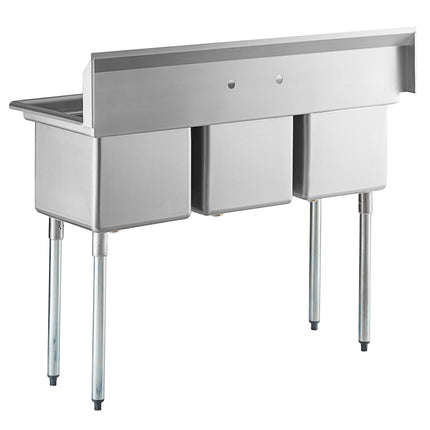Bồn rửa công nghiệp 3 ngăn Regency 137 cm với chân thép mạ kẽm
