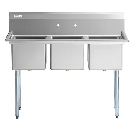 Bồn rửa công nghiệp 3 ngăn Regency 137 cm với chân thép mạ kẽm