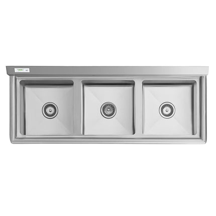 Bồn rửa công nghiệp 3 ngăn Regency 137 cm với chân thép mạ kẽm