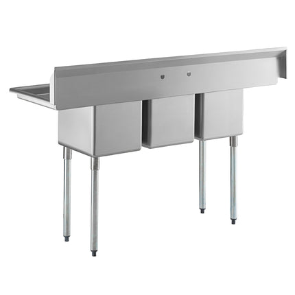 Chậu rửa 3 hộc thương mại Regency 178 cm chân thép mạ kẽm kèm 2 bàn ráo 30 cm