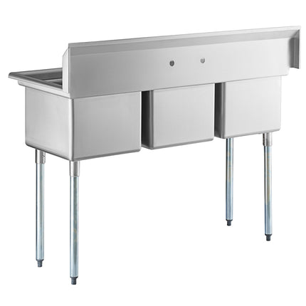 Bồn rửa công nghiệp 3 ngăn Regency 152 cm với chân thép mạ kẽm