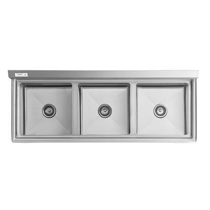 Bồn rửa công nghiệp 3 ngăn Regency 152 cm với chân thép mạ kẽm