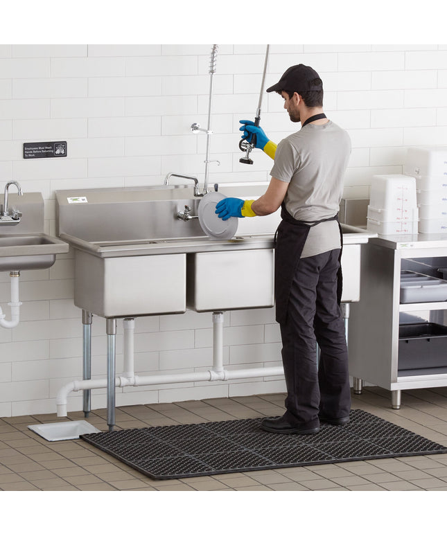 Bồn rửa công nghiệp 3 ngăn Regency 152 cm với chân thép mạ kẽm