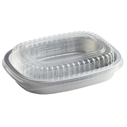 Khay foil nhôm mang đi cỡ nhỏ Choice Heavy Duty 689 ml kèm nắp vòm màu bạc - Gói 25 bộ