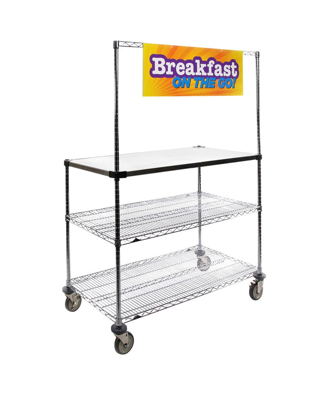 Xe đẩy phục vụ Metro GG2436 61 cm x 91,4 cm thép không gỉ bàn thao tác kiêm xe đẩy với "Bữa sáng mang đi" biển hiệu