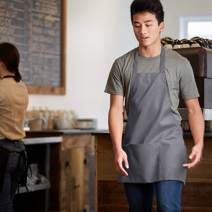 Tạp dề yếm 3 túi pha polyester-cotton màu xám Choice