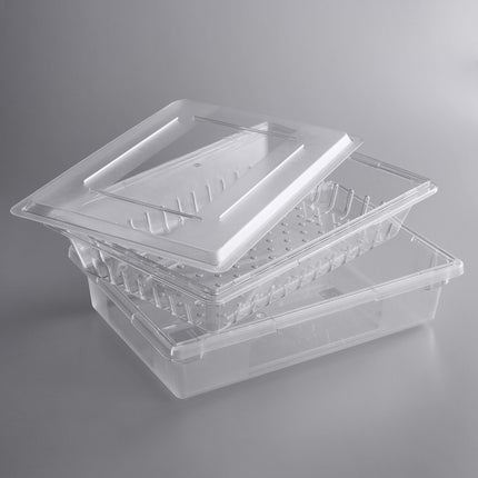 Bộ hộp đựng thực phẩm kèm rổ lọc và nắp phẳng nhựa polycarbonate trong suốt Vigor 66 x 46 x 15 cm