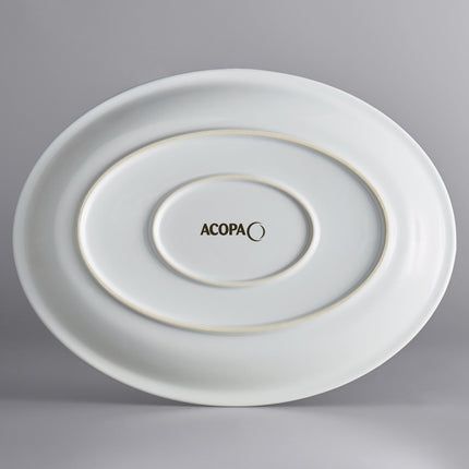 Khay phục vụ Acopa Capri 34,9 cm x 26,7 cm Coconut trắng bầu dục Stoneware Coupe khay - Thùng 12 cái