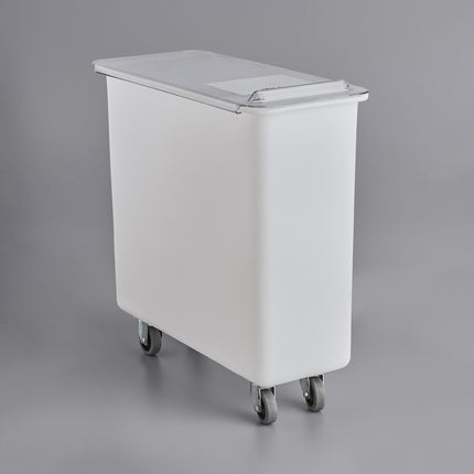 Thùng đựng nguyên liệu di động nắp phẳng trượt Carlisle BIN2702 102 lít / 430 cup màu trắng