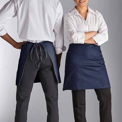 Tạp dề nửa bistro 2 túi pha polyester-cotton màu xanh navy Choice 45,7 x 76,2 cm
