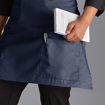 Tạp dề nửa bistro 2 túi pha polyester-cotton màu xanh navy Choice 45,7 x 76,2 cm