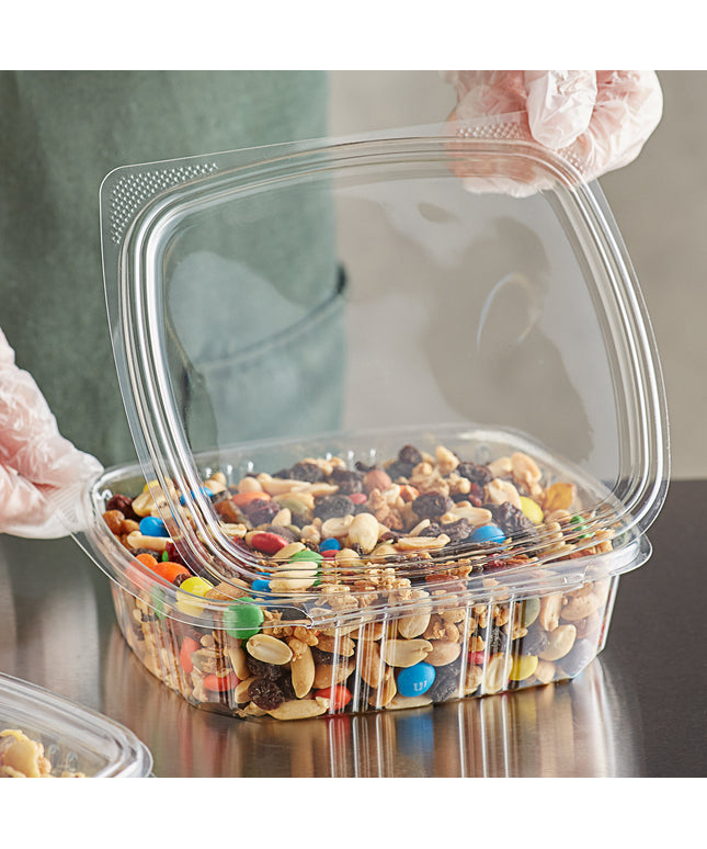 Choice Hộp Đựng Đồ Ăn Deli Nắp Bản Lề RPET Trong Suốt 24 oz - 200/Thùng