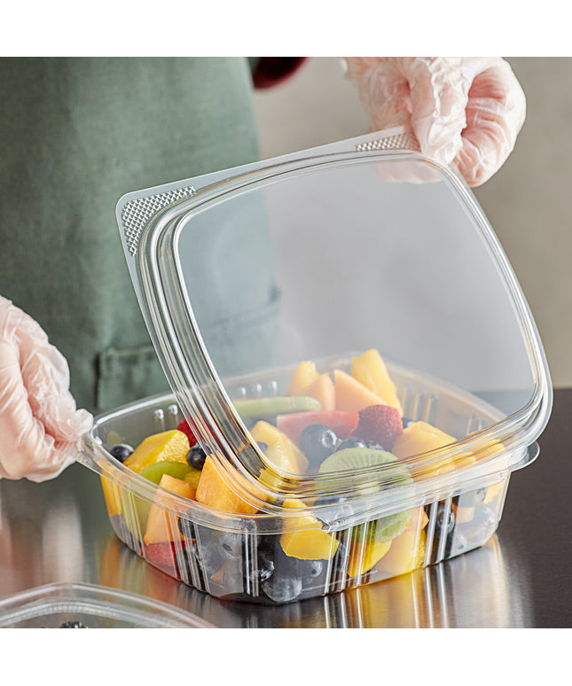 Choice Hộp Deli Bản Lề Cao PET Tái Chế Trong Suốt 24 oz Nắp Vòm 200/Thùng