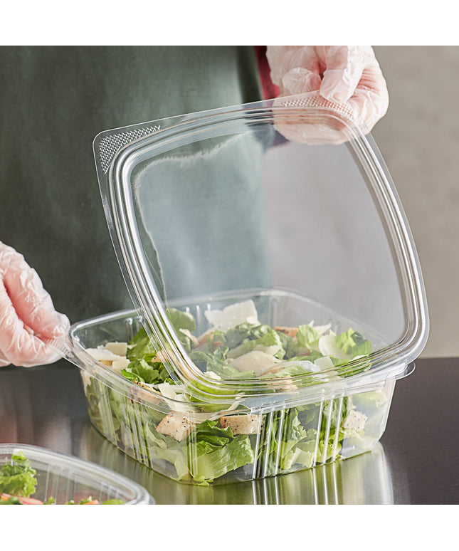 Choice Hộp Đựng Đồ Ăn Mang Đi Nắp Bản Lề Nhựa RPET Tái Chế 48 oz Trong Suốt 200/Case
