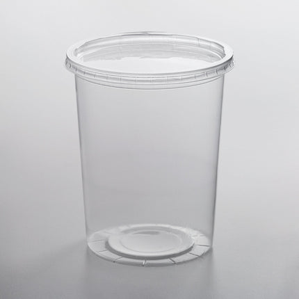Choice Bộ Hộp Deli Tròn Trong Mờ Dùng Được Lò Vi Sóng Kèm Nắp 32 oz 250/Thùng