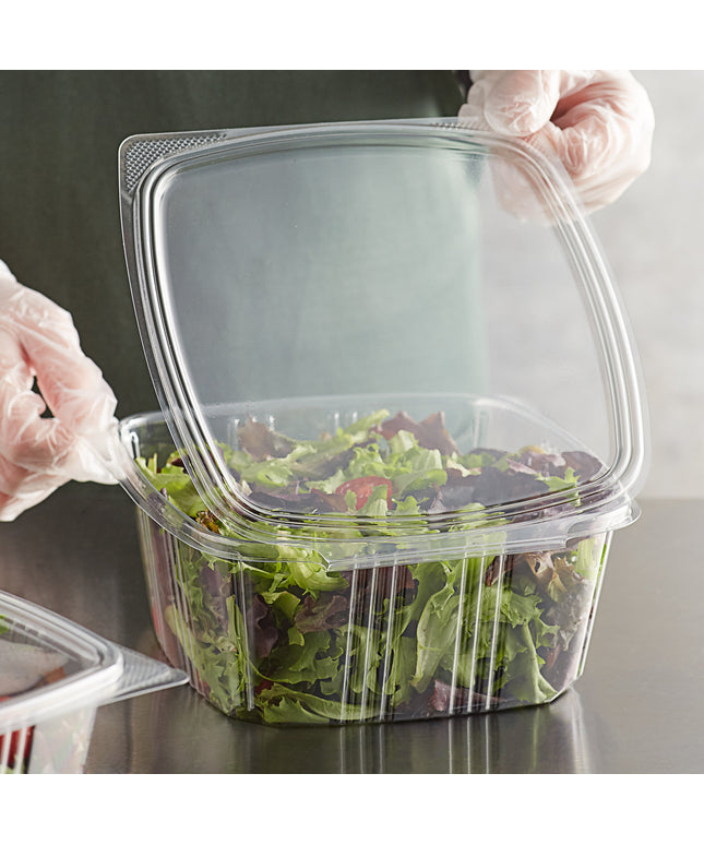 Choice Hộp Đựng Deli Nắp Bản Lề Nhựa RPET Tái Chế Trong Suốt 64 oz 200 Cái/Thùng