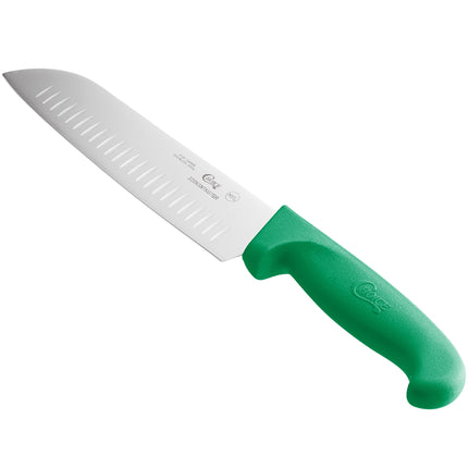 Dao Santoku lưỡi Granton tay cầm xanh Choice 18 cm
