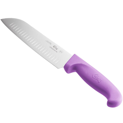 Dao Santoku lưỡi Granton cán tím Choice 18 cm