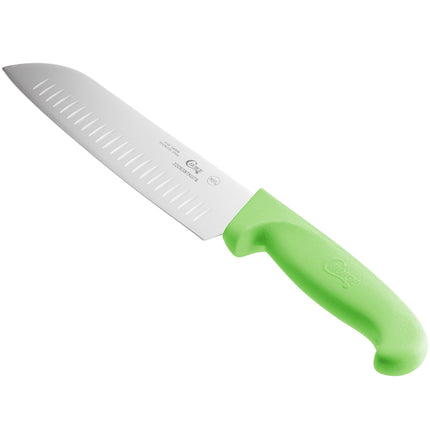 Dao Santoku lưỡi granton Choice 17,8 cm cán xanh lá neon