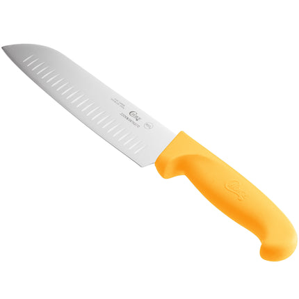 Dao Santoku lưỡi granton Choice 17,8 cm cán cam neon
