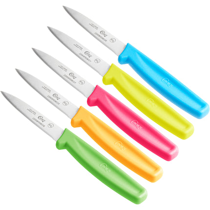 Dao gọt lưỡi trơn Choice 8,3 cm cán neon - Gói 5 cái